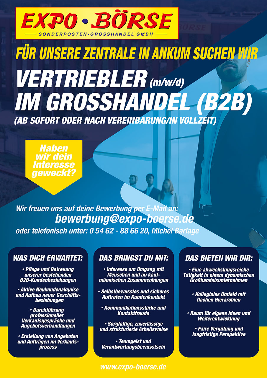 Jobangebot Vertriebler im Grosshandel